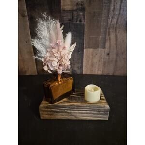 Handcrafted wooden tea light candle holder